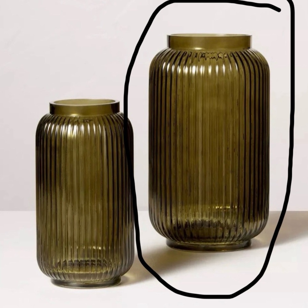 Hearth & Hand Magnolia Green Ribbed Glass Vases Large version $90 each
